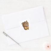 Eekhoorn met paarse ventilator vierkante sticker (Envelop)