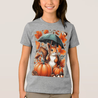 Eekhoorn met paraplu Tri-Blend shirt