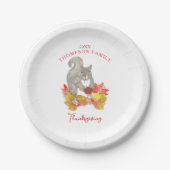 Eekhoorn met Pecan Pie Thanksgiving Dessert Papieren Bordje (Voorkant)