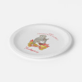 Eekhoorn met Pecan Pie Thanksgiving Dessert Papieren Bordje (Gekanteld)