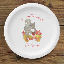 Eekhoorn met Pecan Pie Thanksgiving Dessert Papieren Bordje