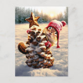 Eekhoorn met pijnboom boom uitnodiging briefkaart (Voorkant)