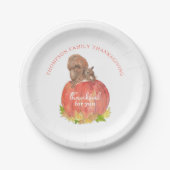 Eekhoorn met Pompoen Thanksgiving Dessert Papieren Bordje (Voorkant)