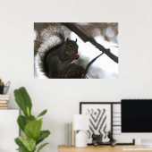 Eekhoorn met rood Poster (Thuiskantoor)