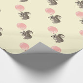 Eekhoorn met roze ballon cadeaupapier (Hoek)
