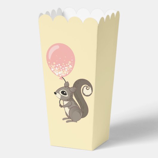 Eekhoorn met roze ballon popcorn bedankdoosjes (Voorkant)