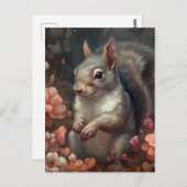 Eekhoorn met roze bloemen briefkaart (Voorkant / Achterkant)