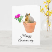 Eekhoorn met rozen huwelijkskaart kaart (Gele Bloem)