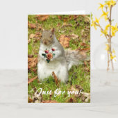 Eekhoorn met rozen kaart (Gele Bloem)