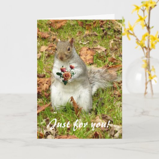 Eekhoorn met rozen kaart (Gele Bloem)