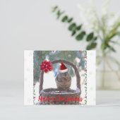 Eekhoorn met Santa Hat Feestdagenkaart (Staand voorkant)