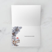 Eekhoorn met Santa hat winterlandschap Kaart (Binnen)