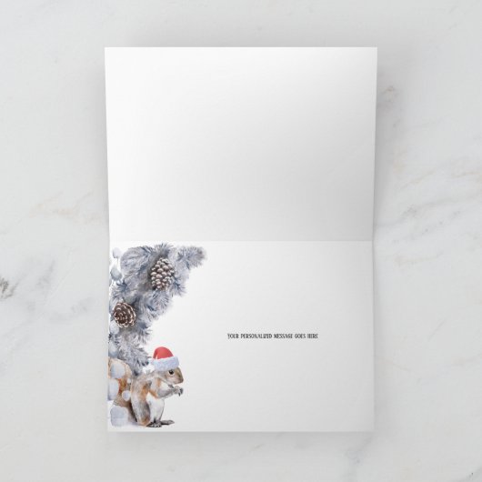 Eekhoorn met Santa hat winterlandschap Kaart (Binnen)