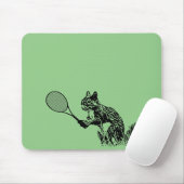 Eekhoorn met Tennis Racquet op groene achtergrond Muismat (Met muis)