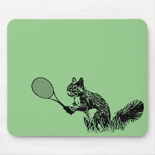 Eekhoorn met Tennis Racquet op groene achtergrond Muismat (Voorkant)