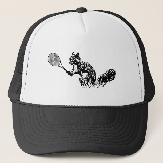 Eekhoorn met Tennis Racquet Trucker Pet (Voorkant)