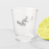 Eekhoorn met tennisracket silhouet shot glas (Achterkant)