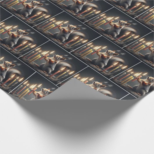 Eekhoorn met verjaardagskaarsen cadeaupapier (Hoek)