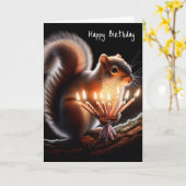 Eekhoorn met verjaardagskaarsen kaart (Gele Bloem)