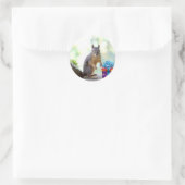 Eekhoorn met verpakte Cadeaus Ronde Sticker (Tas)