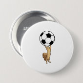 Eekhoorn met Voetbal Ronde Button 7,6 Cm (Voorkant /achterkant)