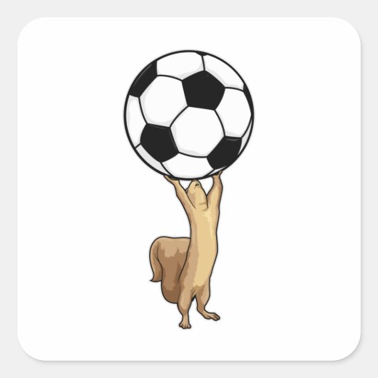 Eekhoorn met Voetbal Vierkante Sticker (Voorkant)