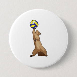 Eekhoorn met volleybal ronde button 7,6 cm