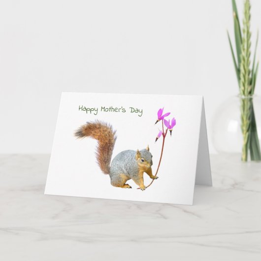 Eekhoorn met wilde bloemen Moederdag Kaart (Voorkant)