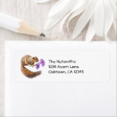 Eekhoorn met Wildflower Adresetiketten Etiket (Insitu)