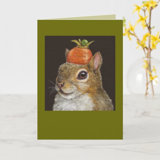 eekhoorn met wortelkaart kaart (Gele Bloem)