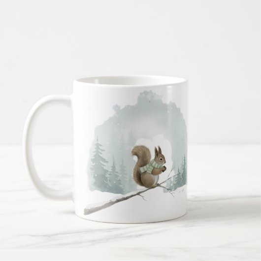 Eekhoorn Mok Cute Waterverf Winter Kerstcadeau (Links)