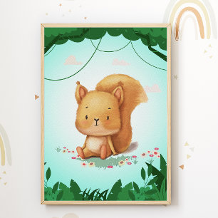 Eekhoorn Nursery Print Animal Kinder Room Poster