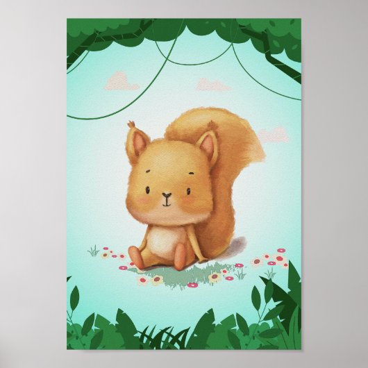 Eekhoorn Nursery Print Animal Kinder Room Poster (Voorkant)