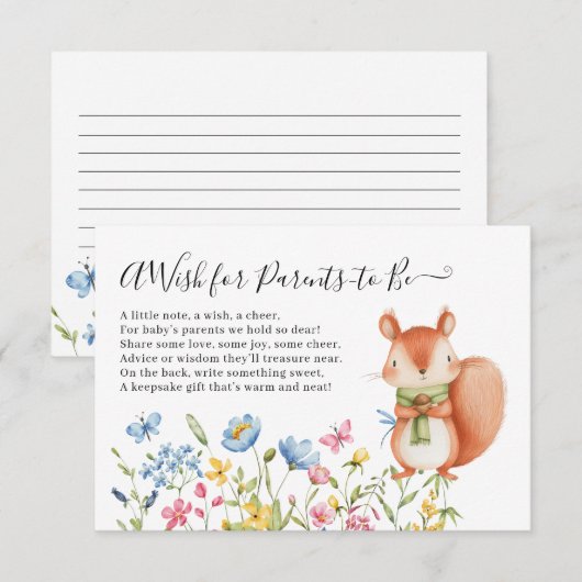 Eekhoorn Nutkin Wens voor Ouders-To-Be Shower Informatiekaartje (Voorkant / Achterkant)