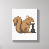 Eekhoorn op Chess met Chess-stukje bisschop Canvas Afdruk (Voorkant)