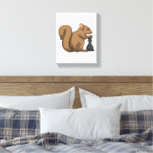 Eekhoorn op Chess met Chess-stukje bisschop Canvas Afdruk (Insitu (Slaapkamer))