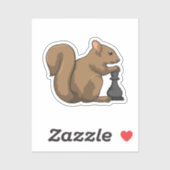 Eekhoorn op Chess met Chess-stukje bisschop Sticker (Vel)