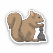 Eekhoorn op Chess met Chess-stukje bisschop Sticker (Voorkant)