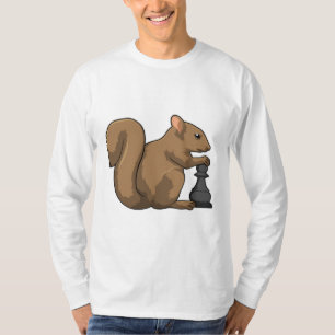 Eekhoorn op Chess met Chess-stukje bisschop T-shirt