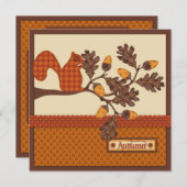 Eekhoorn op de Thanksgiving van de Tak Applique-lo Kaart (Voorkant / Achterkant)
