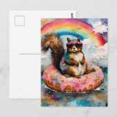 Eekhoorn op Drijvende Geglazuurde Donut Grappige V Briefkaart (Voorkant / Achterkant)