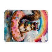 Eekhoorn op Drijvende Geglazuurde Donut Grappige V Magneet (Horizontaal)