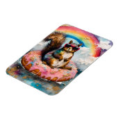 Eekhoorn op Drijvende Geglazuurde Donut Grappige V Magneet (Linkerzijde)