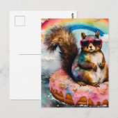 Eekhoorn op drijvende verglaasde donut grappig zoe briefkaart (Voorkant / Achterkant)
