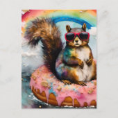 Eekhoorn op drijvende verglaasde donut grappig zoe briefkaart (Voorkant)