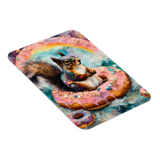 Eekhoorn op drijvende verglaasde donut grappig zoe magneet (Rechterzijde)