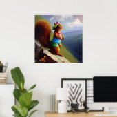 Eekhoorn op een berg poster (Thuiskantoor)