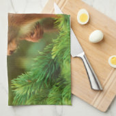 Eekhoorn op een boom theedoek (Quarter Fold)