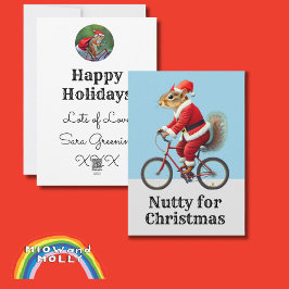 Eekhoorn op een fiets Kerstkaart fietsmoer