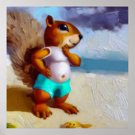 Eekhoorn op een strand poster